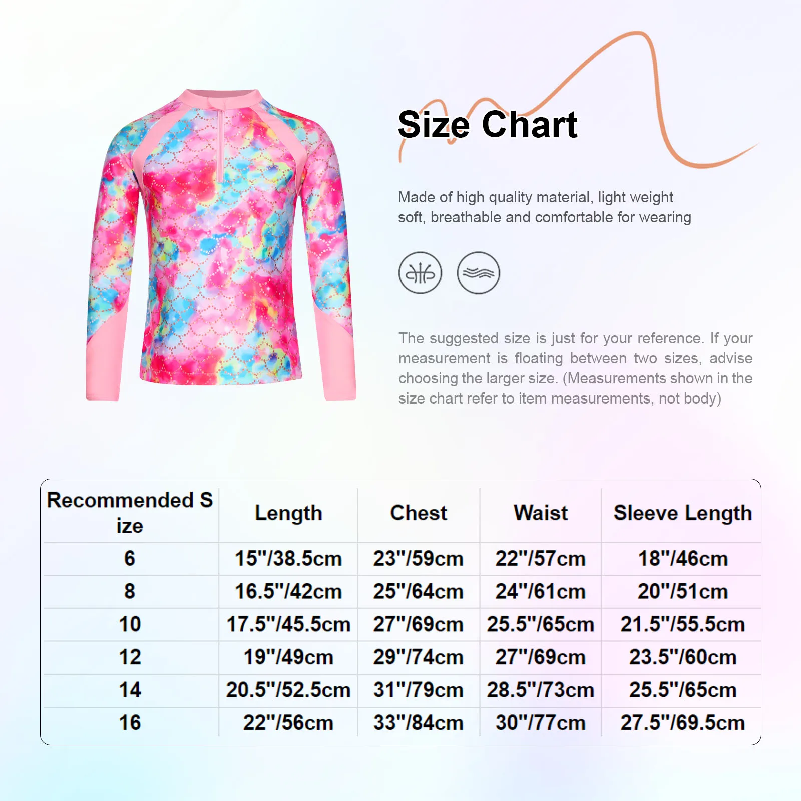 Color: Black, Kid Size: 6M - Girls Swim Top Floral Printed Rash Guard T Shirt Long Sleeve Mermaid Costume Swimwear Beachwear UPF 50+ Surfing Bathing Tops
