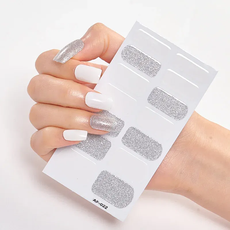 Color: Lvory - Nail Polish Stickers Nail Wraps DIY Self Adhesive Nail Sticker Nail Accesoires Designer Nail Decals Full Cover Nail Stickers