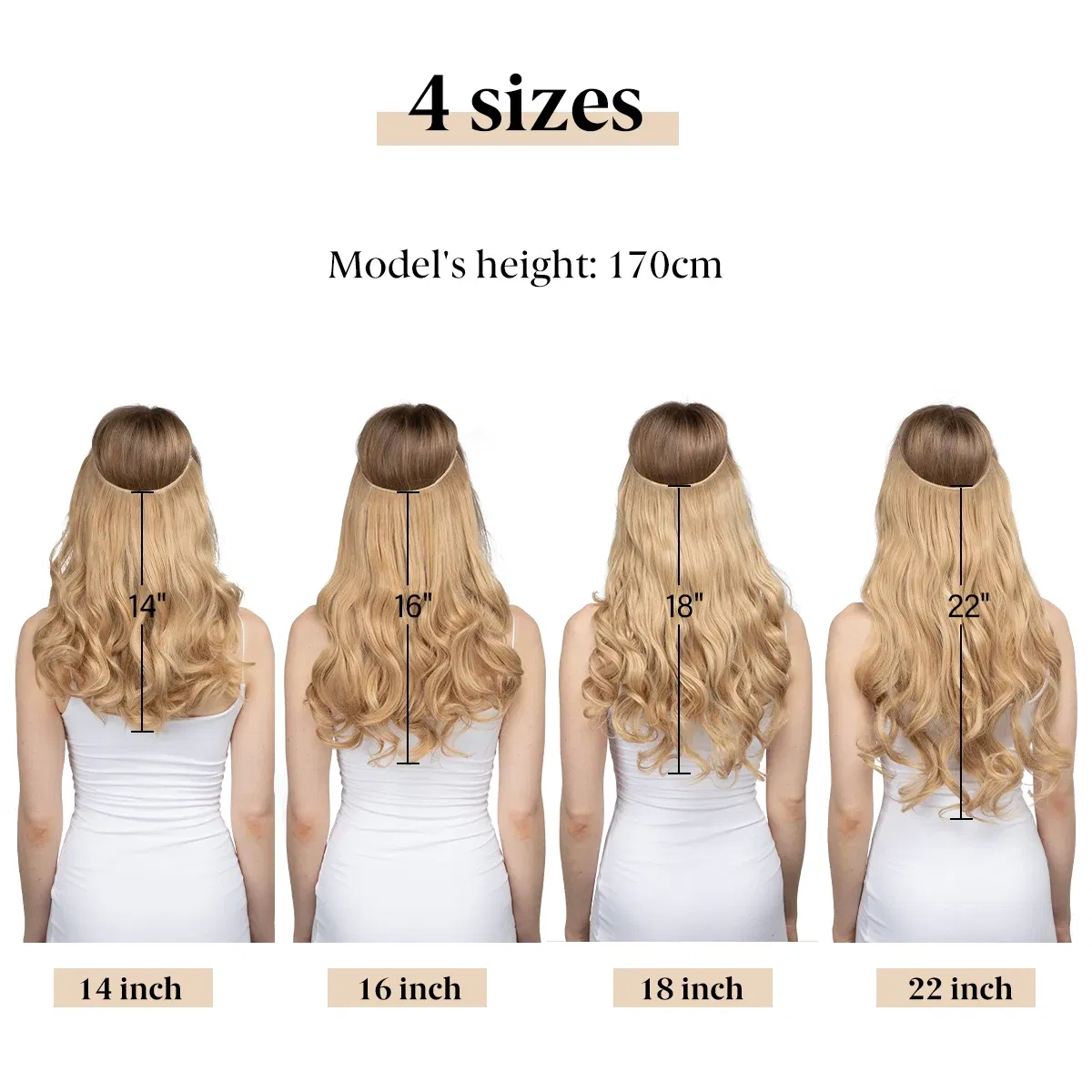 Color: P2/613, Stretched Length: 18inches - Synthetic No Clip Wave Hair Extensions Ombre Natural Black Blonde Pink One Piece False Hairpiece Fish Line Fake Hair Piece