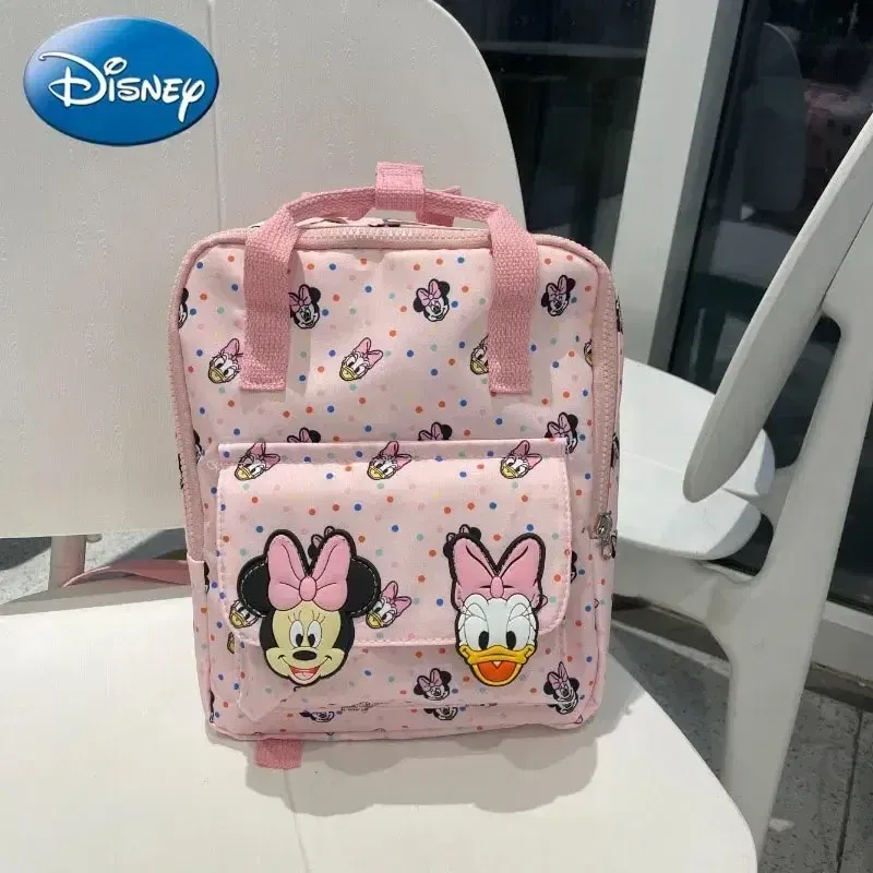 Color: Beige - Disney New Mickey Cartoon Fashion Backpack Women's Minnie Canvas School Bag Boys and Girls Fashion Large Capacity Backpack