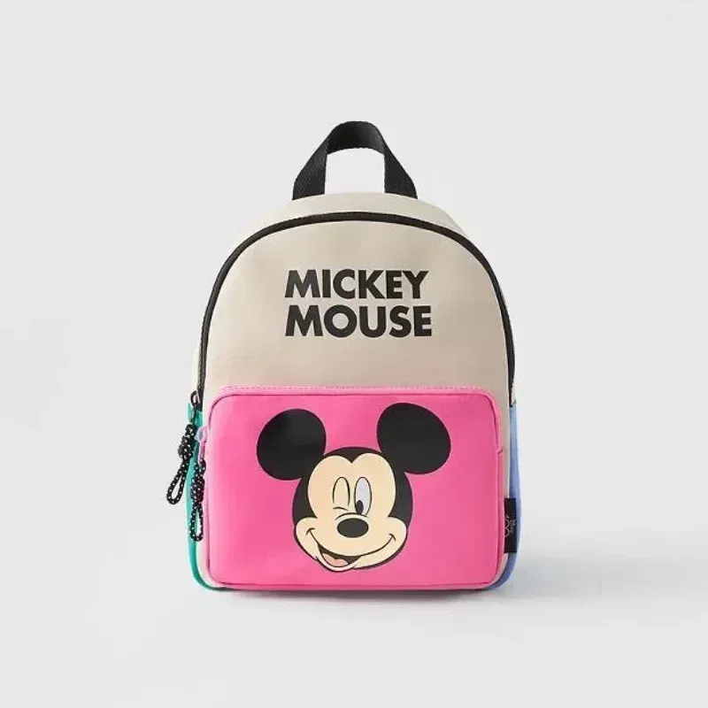Color: Beige - Disney New Mickey Cartoon Fashion Backpack Women's Minnie Canvas School Bag Boys and Girls Fashion Large Capacity Backpack