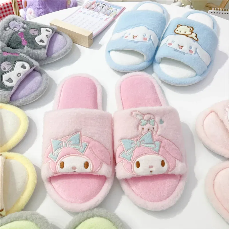 Color: ROYAL BLUE, Shoe Size: 36 - Japanese Anime Slippers Cartoon Open Toe Sweet Girly Indoor Home Plush Shoes Flat Non-slip Casual Girl Spring Autumn Kawaii