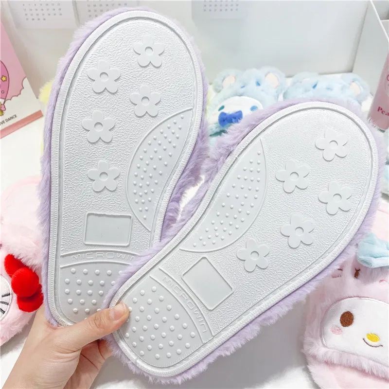 Color: ROYAL BLUE, Shoe Size: 36 - Japanese Anime Slippers Cartoon Open Toe Sweet Girly Indoor Home Plush Shoes Flat Non-slip Casual Girl Spring Autumn Kawaii