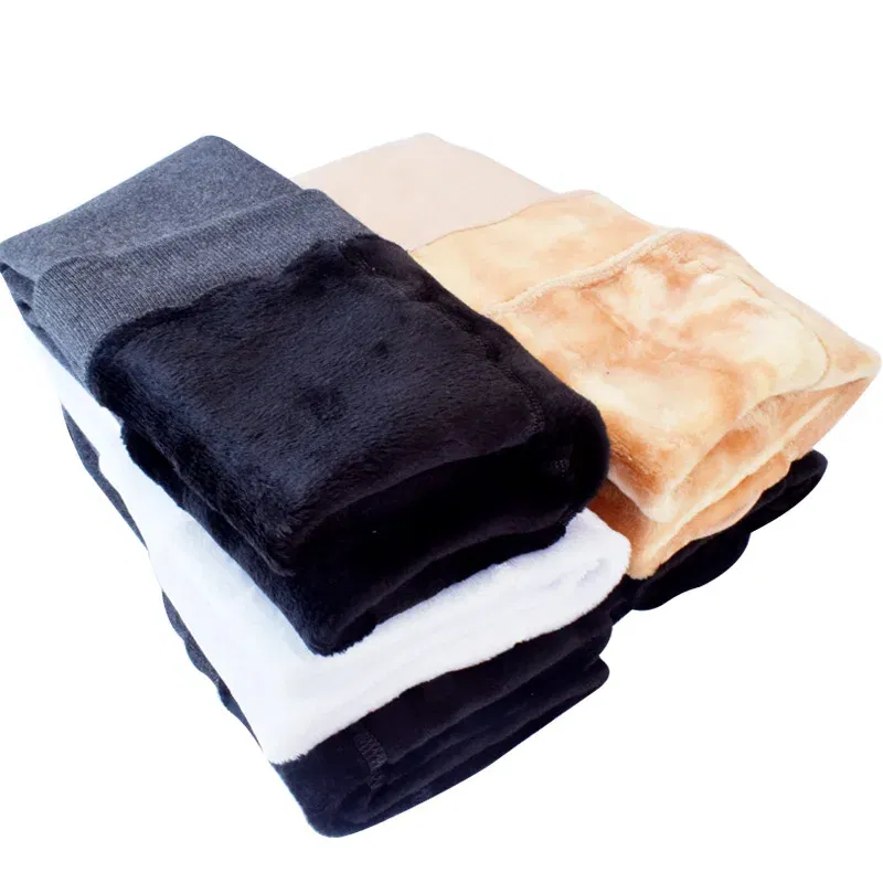 Color: Yellow, Size: 120cm - High Quality Winter Fur Girls Leggings Thick Velvet Children Pants Warm Elastic Waist Cotton Kids Girls Trousers