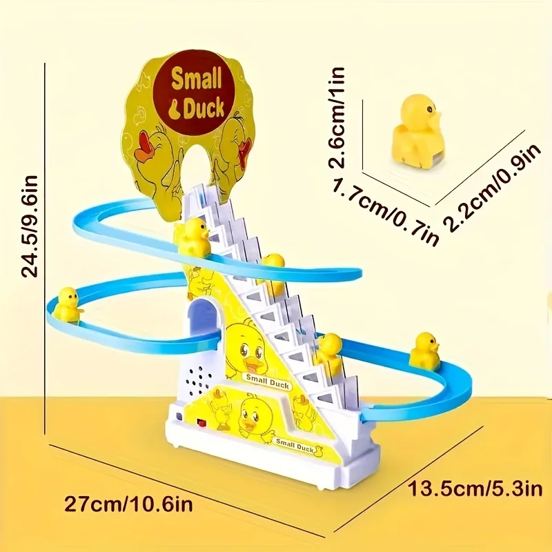 6pcs Ducklings Climbing Stairs Toy, Electric Slide Yellow Duck Toy Light And Music Toy easter gift halloween christmas gift
