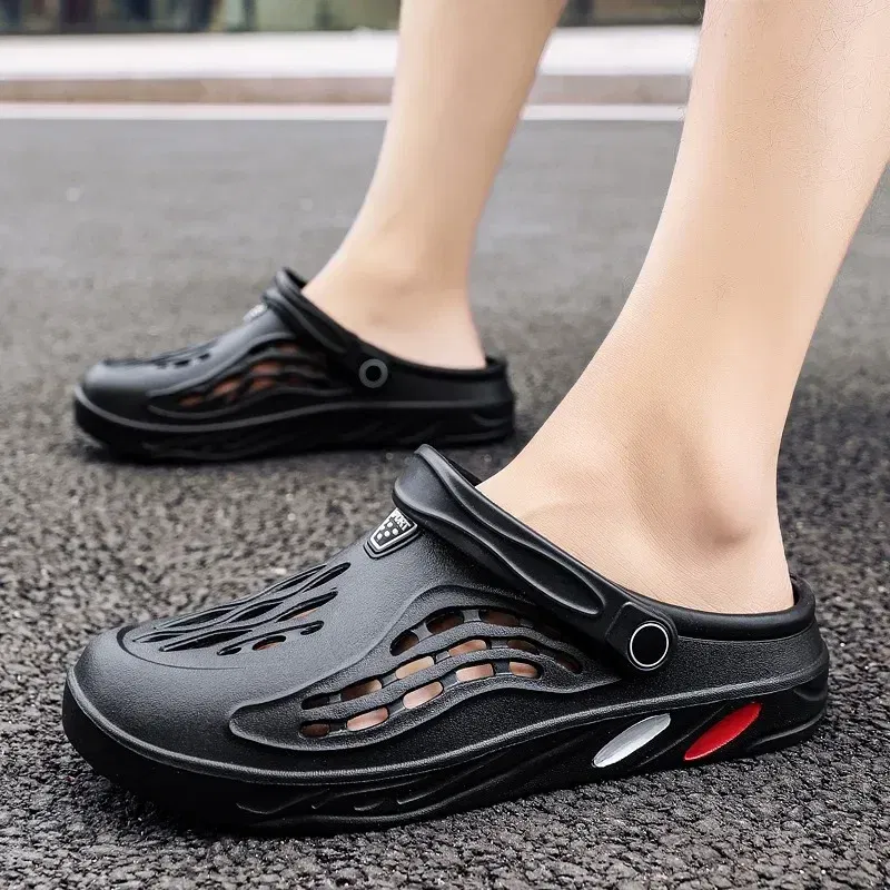 Color: GRAY, Shoe Size: 44 - Plus Size 47 48 49 Men Summer Clogs Sandals EVA Slippers Men and Women Garden Shoes Beach Sandals Couple's Outdoor House Slides