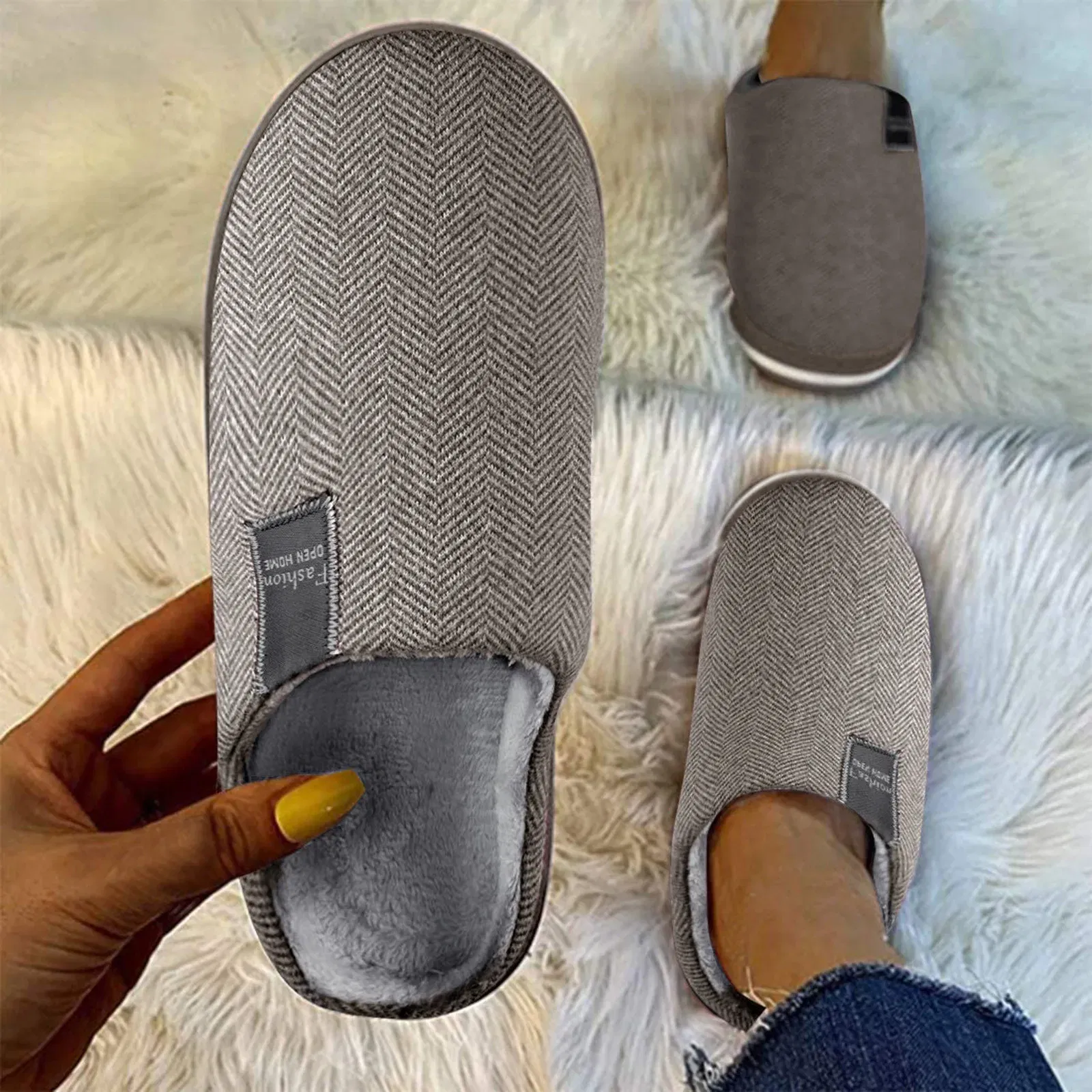 Color: Brown, Shoe Size: 46.5 - Women'S Slippers Shoes Warm Home Shoes Men'S Indoor Soft-Soled Men'S Slipper Mens Down Slippers