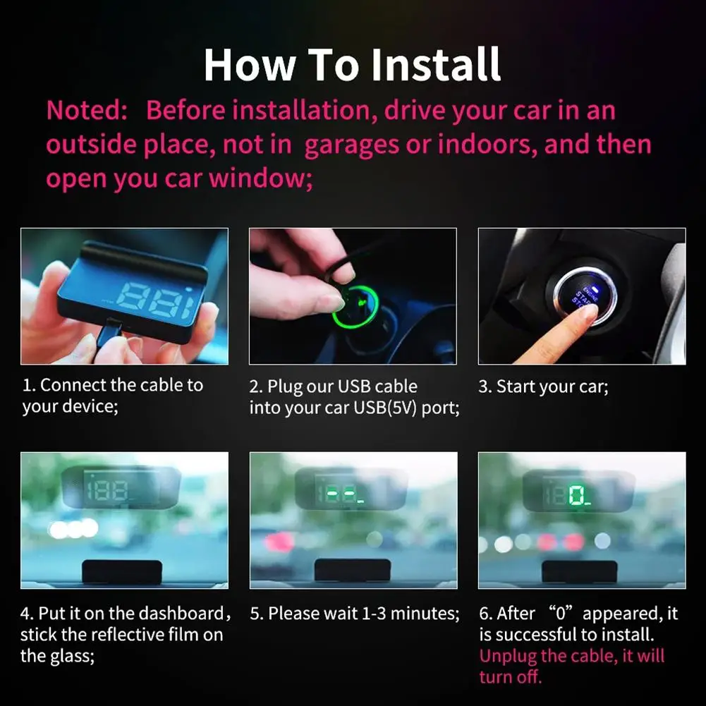 Color Name: green - USB Powered Car Mounted HUD Head Up Display GPS Speed Display KMH/MPH Extra Large Font HD Experience