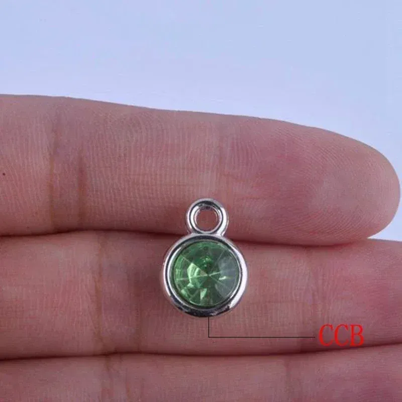 Metal color: Antique Gold Plated - 150pcs/lot mixed Birthstone charms 11mm Acrylic for DIY jewelry