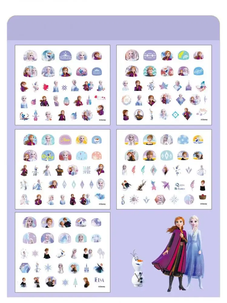 Color: Ivory - Random 1Pcs Disney Cartoon Frozen Princess Pooh Bear Snow White Makeup Nail Stickers Minnie Mickey Mermaid Stitch Stickers Toy
