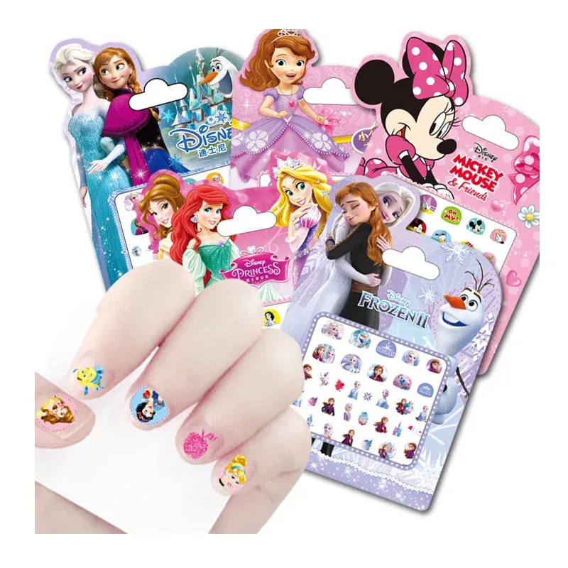 Color: Ivory - Random 1Pcs Disney Cartoon Frozen Princess Pooh Bear Snow White Makeup Nail Stickers Minnie Mickey Mermaid Stitch Stickers Toy