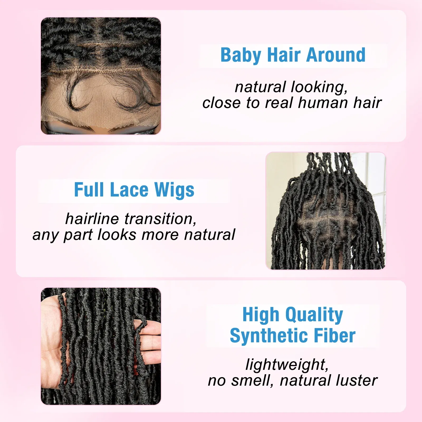 Super Long 36 Inches Synthetic Full Lace Dreadlock Box Braided Wigs for Afro Black Women Black Knotless Braiding Wigs
