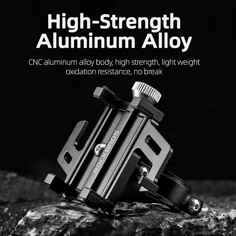 Color: Yellow - ROCKBROS Phone Holder Motorcycle Electric Bicycle Smartphone CNC Aluminum Alloy Bracket Five Claws Mechanical Bike Phone Holder