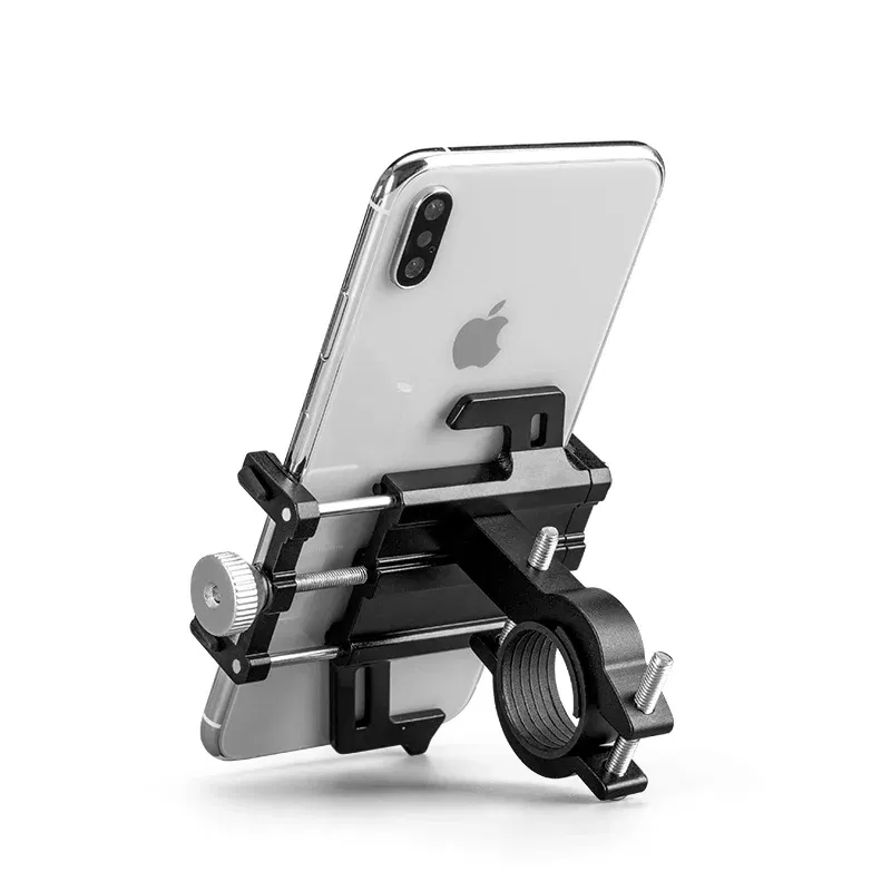 Color: Yellow - ROCKBROS Phone Holder Motorcycle Electric Bicycle Smartphone CNC Aluminum Alloy Bracket Five Claws Mechanical Bike Phone Holder