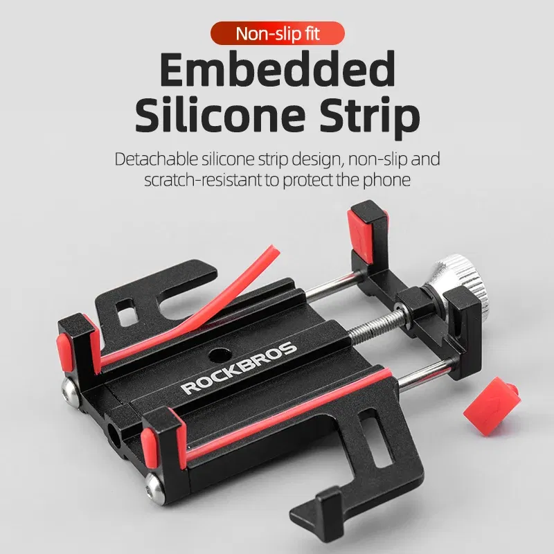 Color: Yellow - ROCKBROS Phone Holder Motorcycle Electric Bicycle Smartphone CNC Aluminum Alloy Bracket Five Claws Mechanical Bike Phone Holder