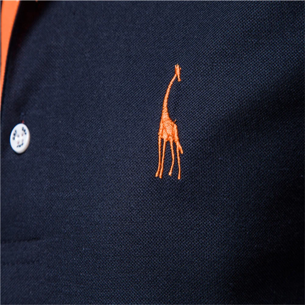 Color: GRAY, Size: XXL - Dropshipping Polo Giraffe Shirt Men Quality Embroidery Summer Short Sleeve Polo Casual Business Social Mens Polos BR Size