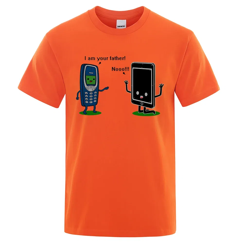 Color: army green, Size: XXL - I'm your father Funny phone T-Shirts Men Women Casual Short Sleeve Crewneck Breathable Tops Cotton Summer Hip Hop Tee Clothing