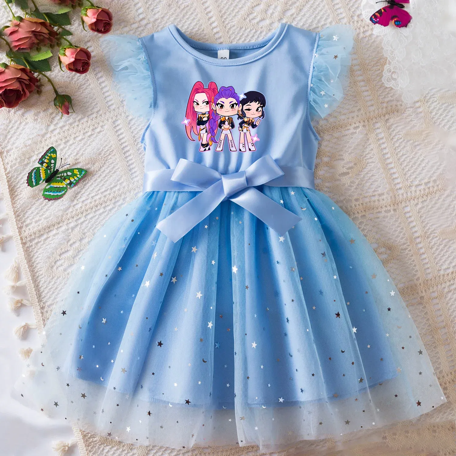 Color: Navy Blue?€ AE existing skus?‰, Size: One Size, Height: 170 - KPop Demon Hunters Girls Dress Kids Party Halloween Carnival Birthday Party Clothes Princess Tutu Dresses Costume Children Gift