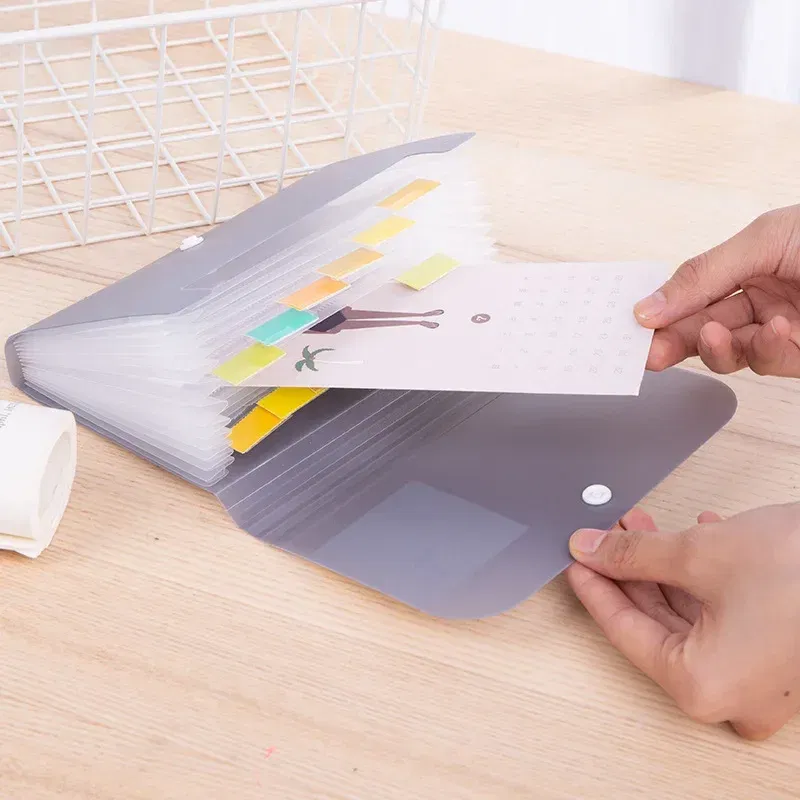 Color: black - Mini PP file organ bag Plastic multi-page office receipt document sticker bag Small organ bag