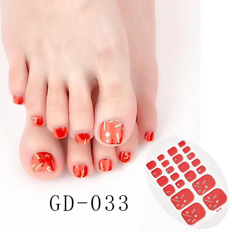 Color: GRAY - 22 Tips/Sheet Women Salon Fashion Nail Stickers Designed Full Beauty Full Cover Nail Stickers Novidades Nails Sticker Designer