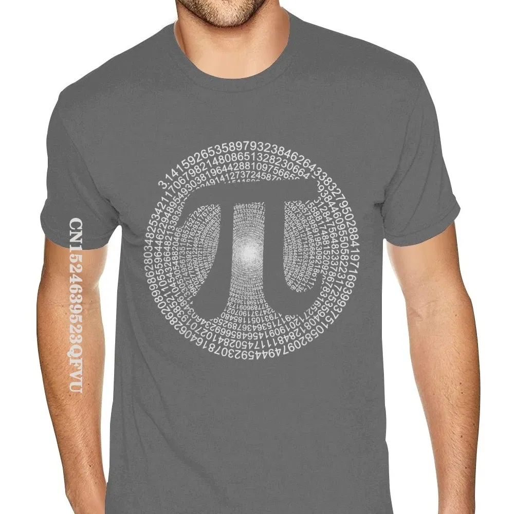 Color: Dark Grey, Size: L - Classic Pi T Shirt 3,14 Pi Number Symbol Math Science Gift Tee Shirts For Men Make Your Own Soft Cotton HipHop Print Tee