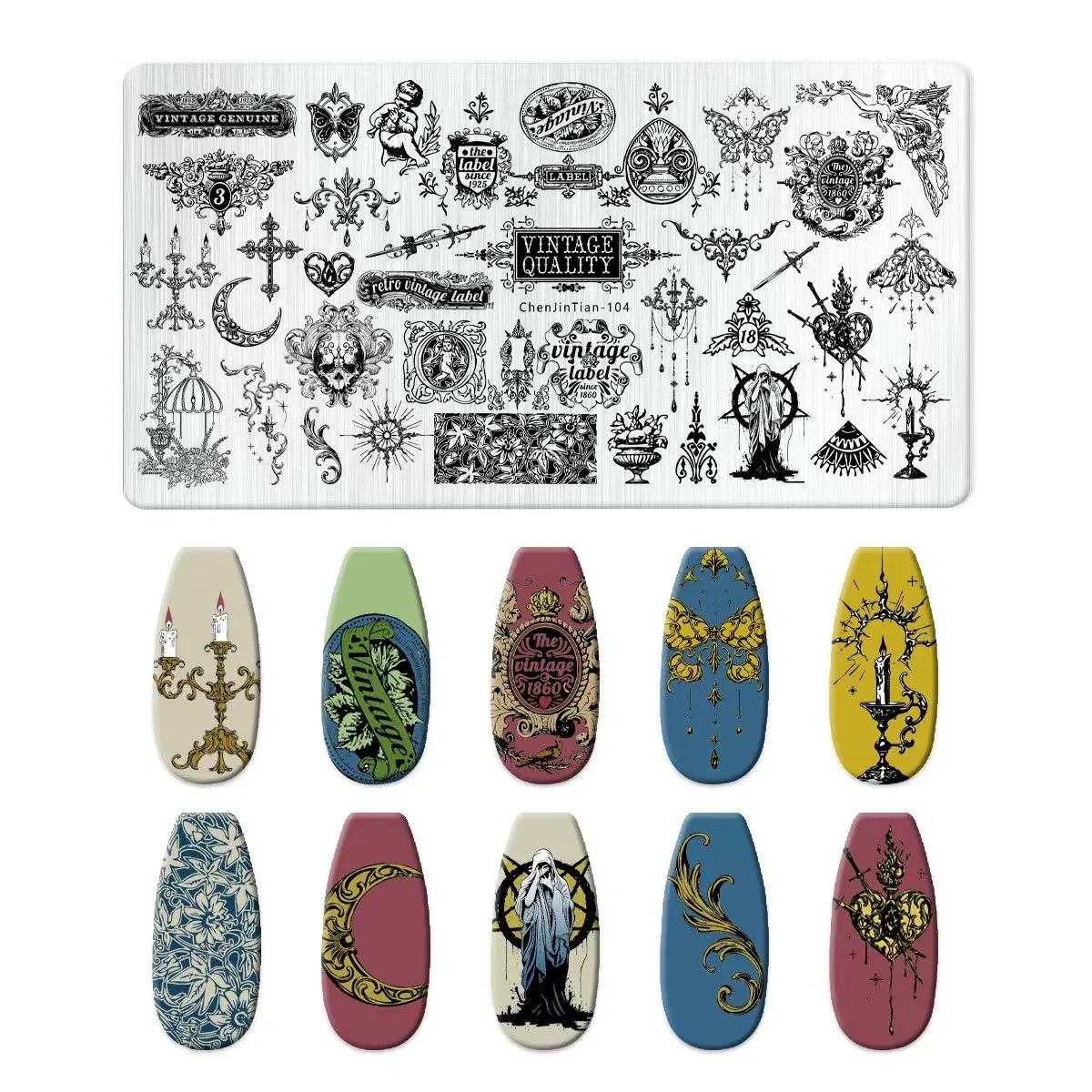 Color: PURPLE - Cartoon Animal Nail Art Templates Stamping Plate Palace style Design Flower Glass Temperature Lace Stamp Templates Plates Image