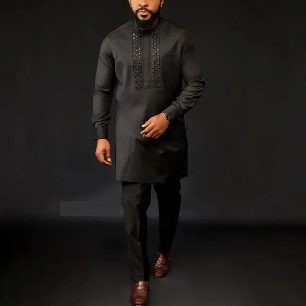 Color: army green, Size: M - 2025 new traditional men's suit luxury gentleman's shirt suit casual travel banquet men's two-piece set fashionable men's suit