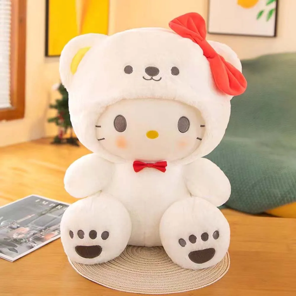 Color: WHITE, Height: 11cm-30cm - kawaii Sanrio Plushies Toy Hello Kitty Cinnamonroll Pochacco Kuromi Plush Doll Cos Bear Cute Toys Children Birthday Gifts