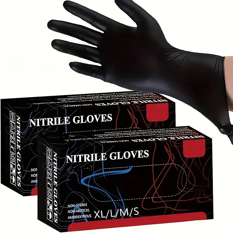 Color: black, Size: L - 20/50/100PCS Disposable Black Nitrile Gloves for Household Use Latex Free Powder Free Cleaning Gloves Tattoo Hairdressing Tools