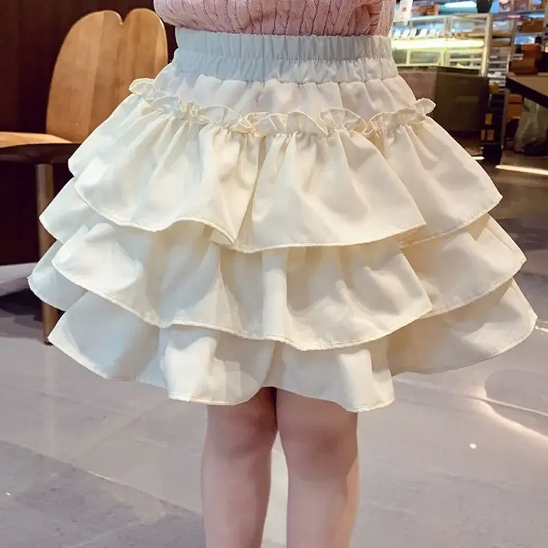 Color: Pink, Kid Size: 3T - Children Girls Pleated Cake Skirts Summer 2025 Elastic Waist Infant Babys Girls Bubble Skirts Toddler Kids Girls Princess Skirts