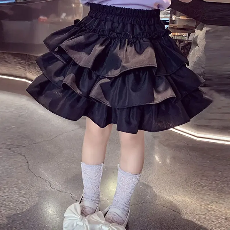 Color: Pink, Kid Size: 3T - Children Girls Pleated Cake Skirts Summer 2025 Elastic Waist Infant Babys Girls Bubble Skirts Toddler Kids Girls Princess Skirts