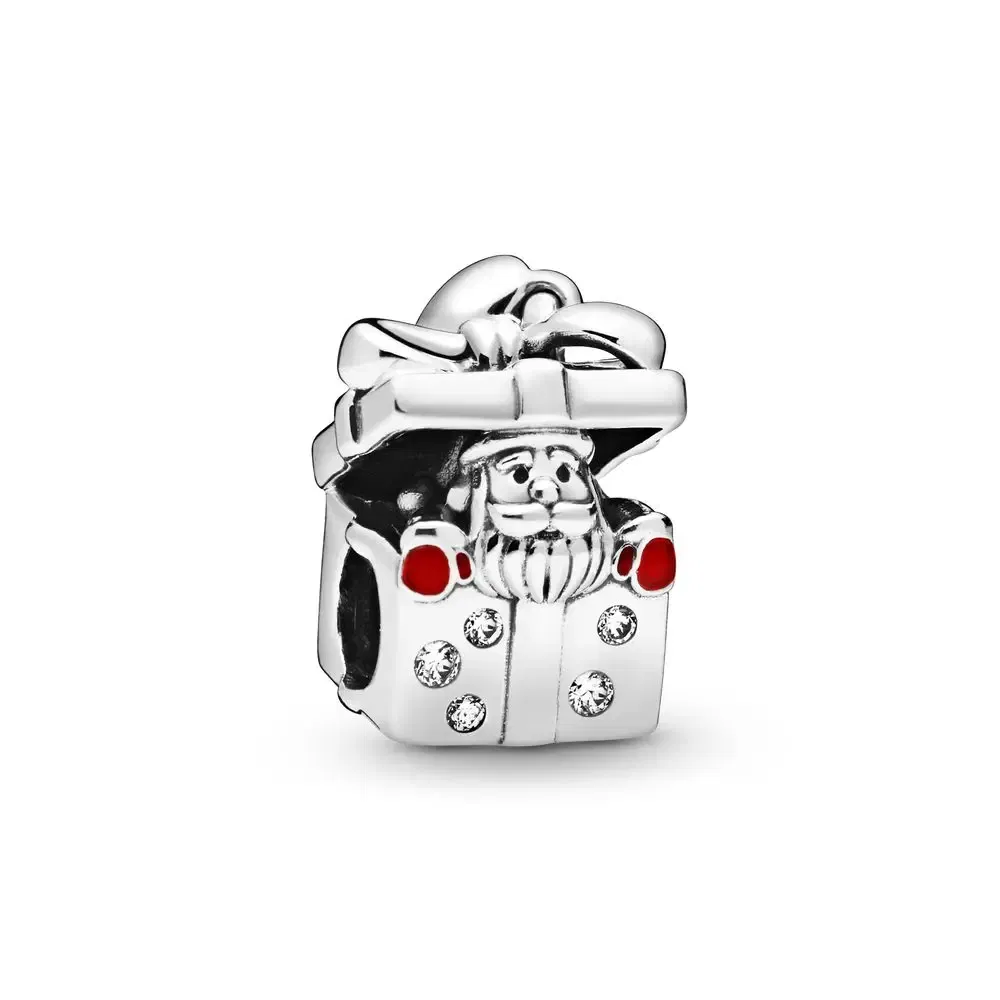 Gem Color: black - Pure Silver 925 Christmas Charm Fit DIY Pandora Bracelet Christmas Gift