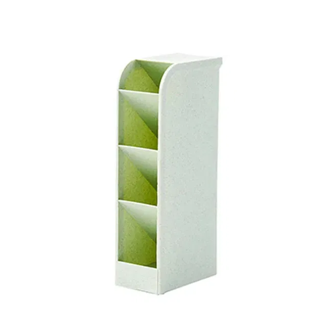 Color: Dark Grey - Multi-function 4 Grid Desktop Pen Holder Office School supplies Storage Case eco-friendly wheat straw Desk Pencil Organizer