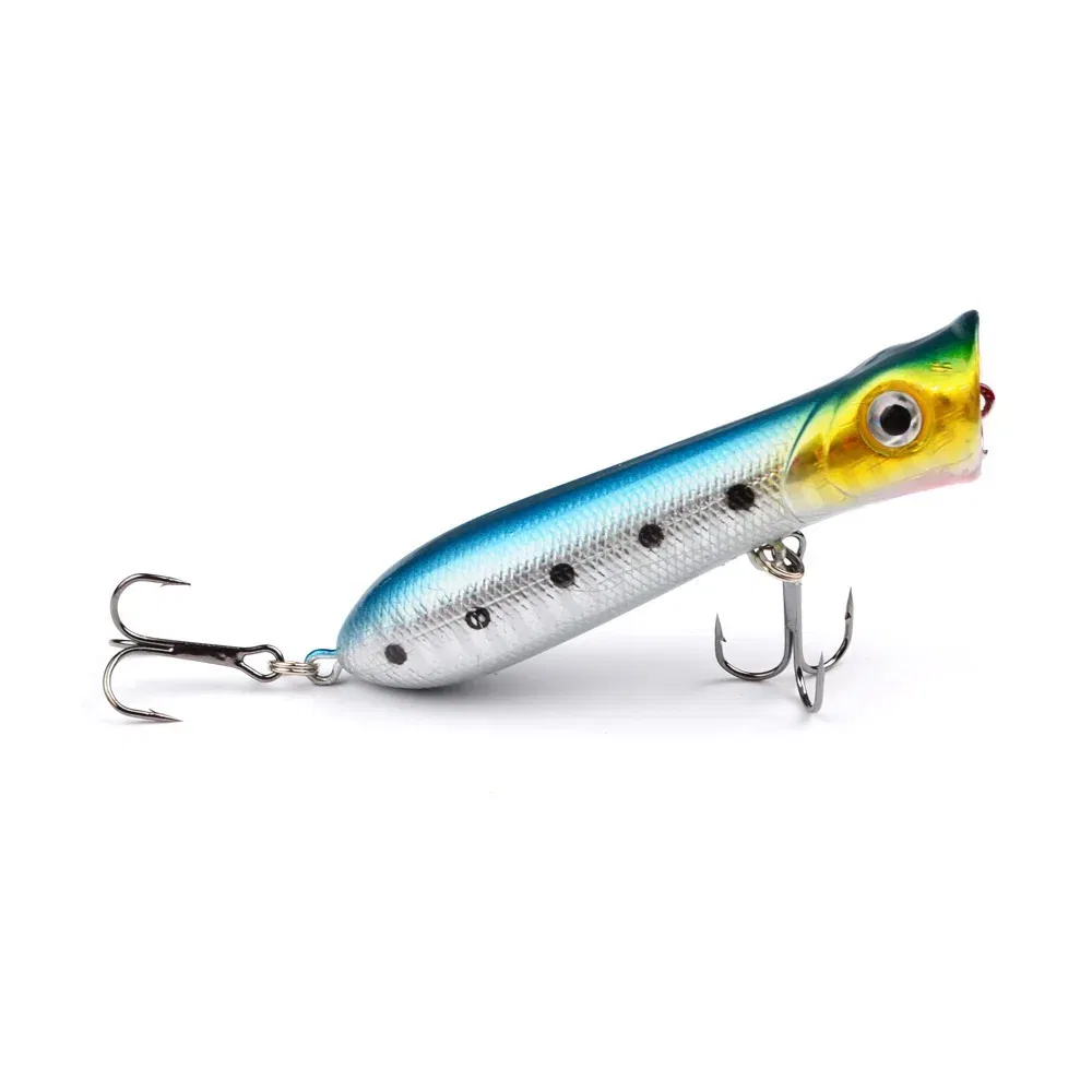 Color: Burgundy - 80mm 12g 6# Hook Popper Hard Bait Wobbler Fishing Lure Artificial Floating Trailer Ocean Fishing Bionic Carp Tackle Sea Fishing