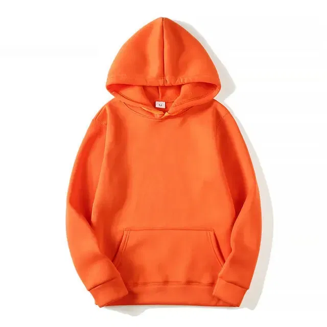 Color: Orange, Size: L - Blank Fleece Fashion Hoodies Men Pull Over Wholesale Hooded Sweatshirt Unisex Cheap Solid Hoodie In Bulk Sudaderas Con Capucha