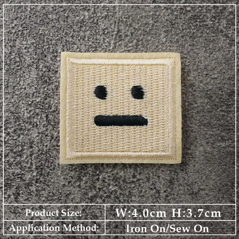 Color: PURPLE - Square Expression Embroidered Applique Patches Fabric Garment Apparel Clothing Accessories Embroidery Badges Pink Black White