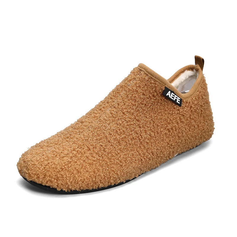 Color: Orange, Shoe Size: 39, Ships From: CHINA - Winter Fashion Men Slippers Plush Male Home Cotton Shoes Warm Anti-slip Men's Casual Shoes Flexible Solid Flats 39-47 Slip On