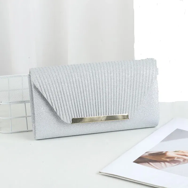 Color: Silver - Fashion Elegant Clutch Bag New 2023 Hot Selling Chain Dinner Bag Bride Bridesmaid Lady Handbag Factory Outlet