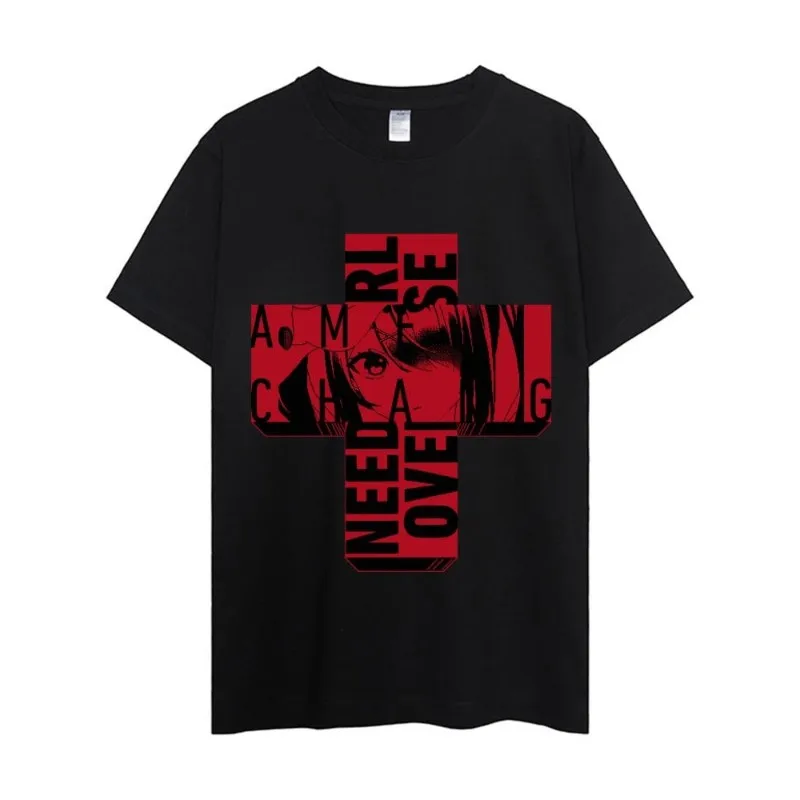 Color: Blue, Size: XXS - NEEDY GIRL OVERDOSE T Shirt Men Couple Combination Clothes Short Sleeve Collar Fashion Woman Cotton