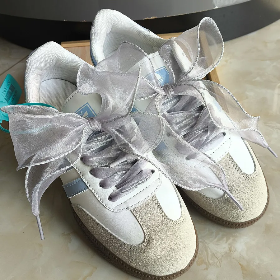 Color: Pink, Length: 100cm - 4cm Wide Festoon Fishtail Organza Shoelaces Wave Chiffen Fall Winer Bow Laces Beauty White Casual Sneaker DE Training Shoes Lace