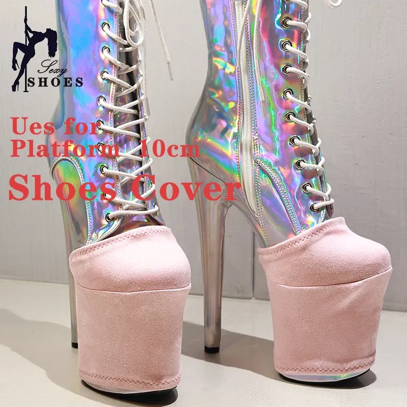 Color: Silver, Size: XXL - Suede Shoes Cover Steel Pole Dance Training Specific Protective Cover 10CM Platform Anti Slip Wear-resistant Boots Protective