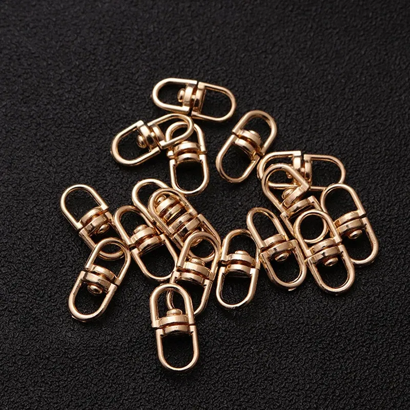 Color: champagne gold - 10pcs Metal Swivel Hook Clasp 20mm Bag Pendant Keychain Component Kc Gold/Gold/Silver Color Connector For Diy Jewelry Making