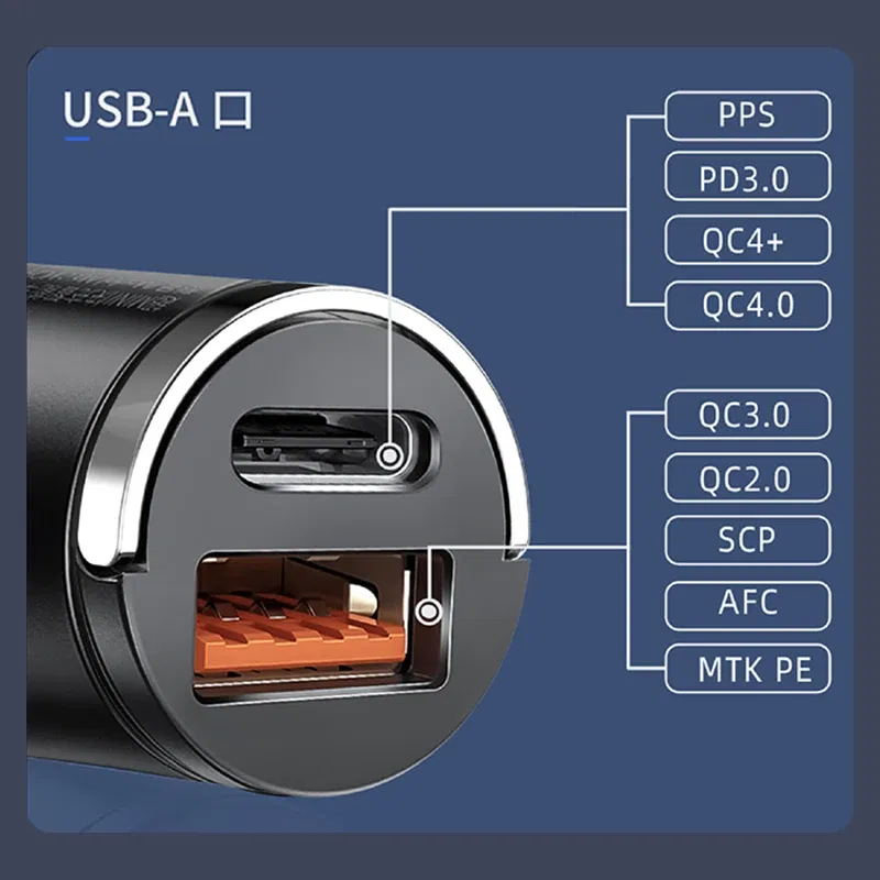 Plug Type: AU - 100W Mini Car Charger Lighter Fast Charging for iPhone QC3.0 Mini PD USB Type C Car Phone Charger for Xiaomi Samsung Huawei