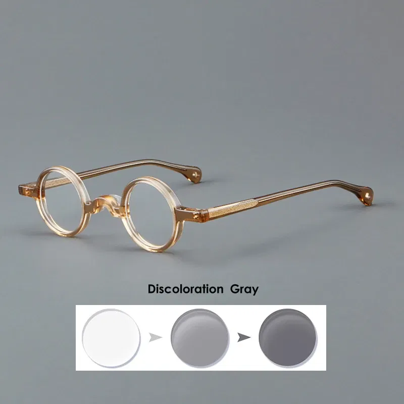 Frame Color: green, Eye Prescription: +75 - VCKA Photochromic Acetate Myopia Glasses Men Retro Small Round Frames Women Custom prescription Anti-Blue Eyewear -0.5 TO -10