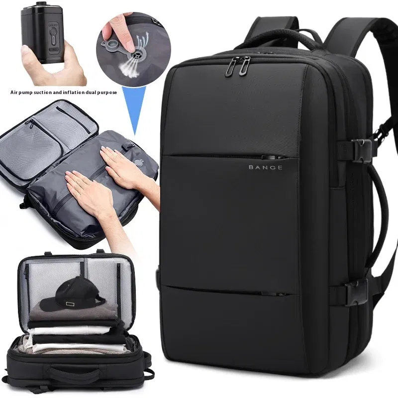 Color: Gold - Bange Travel Men 15.6 inch Laptop Backpack vacuum compression Backpack Business school Backpack expandable outdoor backpack