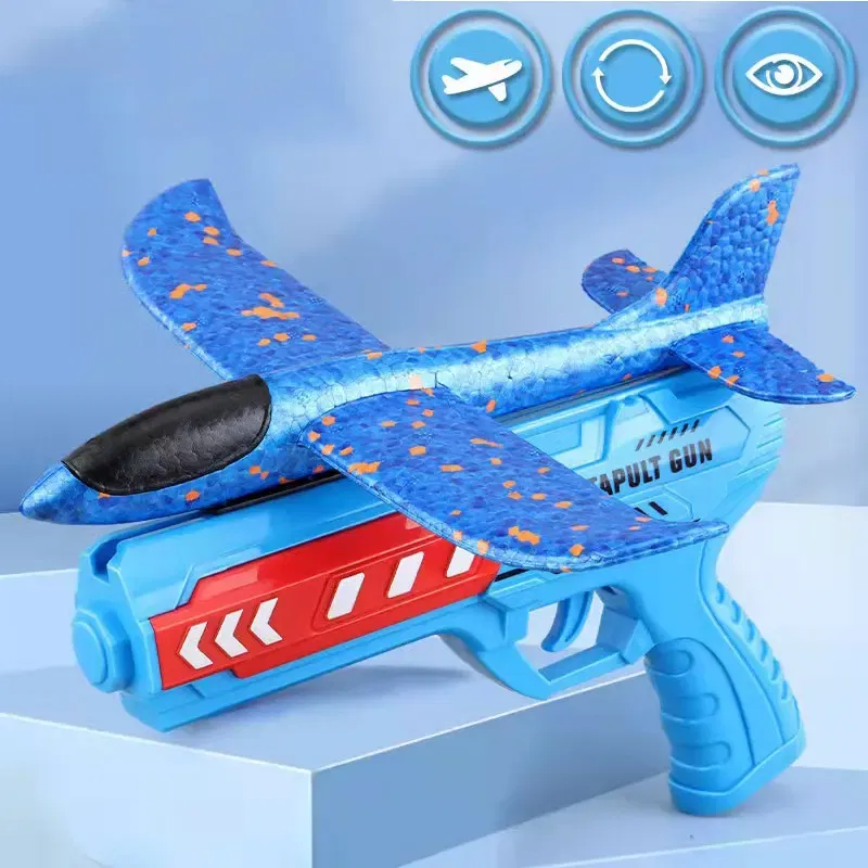 Color: Red - Airplane Launcher Toys Outdoor Sports Flying Toys Children's Foam Ejection Aircraft Toys Birthday Gifts for Boys Girls