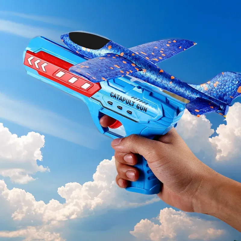 Color: Red - Airplane Launcher Toys Outdoor Sports Flying Toys Children's Foam Ejection Aircraft Toys Birthday Gifts for Boys Girls