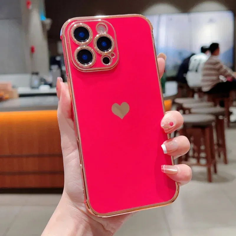 Color: green, Compatible-Phone Models: For iPhone 8, Ships From: CN - Electroplating Side Love Heart Phone Case For IPhone 17 16 15 14 13 12 11 Pro Max XR 8 Plus SE2/SE3 Shockproof Back Cover