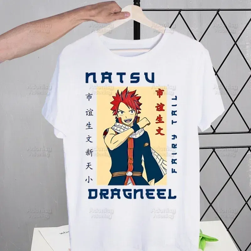 Color: Khaki, Size: XXXL - Anime Fairy Tail Cartoon Natsu Erza Gray Lucy T-shirts Summer Men/Women Hip Hop Tshirt Streetwear t shirts Short Sleeve Tops