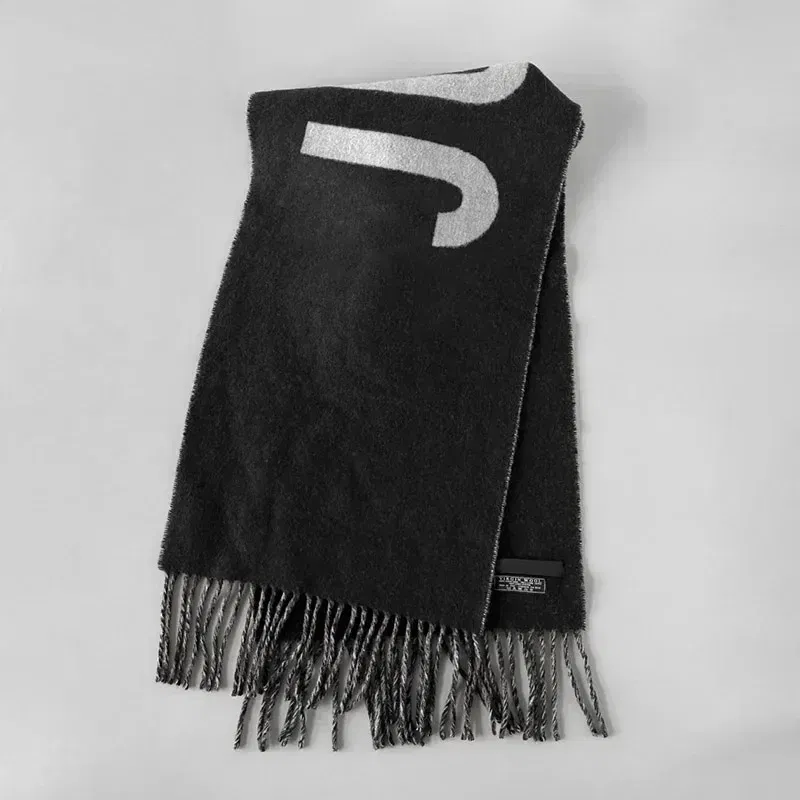 Color: Gold - 2025 100% wool scarf for women luxury brand winter thick warm neck scarves monogram high quality ladies fashion cashmere shawl